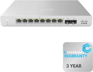 MS120-8LP-HW Meraki MS120-8LP 8 Port PoE Cloud Managed Switch (MS120-8LP-HW) | Desktop or Wall Mountable | Stay Protected with Cloud Care's 3 Year Warranty (No Meraki License Included)