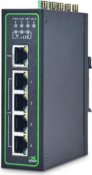 InHand Networks IR315, Industrial IoT 4G LTE VPN Router, 300Mbps Cellular + Wi-Fi, Dual SIM Cards Slots,5 Ethernet Port, Din-Rail Mounted, Support AT&T, T-Mobile & Verizon (LTE CAT 6 & DI/DO)