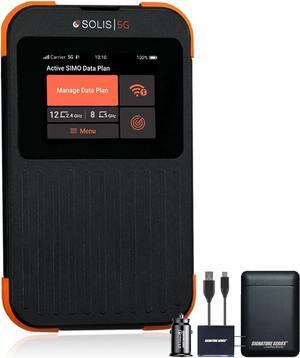 SIMO Solis 5G WiFi Mobile Hotspot | Local and International Coverage Router for Travel, Multi-Carrier Access, No Contract or SIM Card, Lifetime Data Plan Included, Signature Series Power Bundle