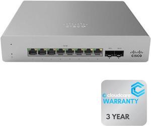 MS120-8FP-HW Meraki MS120-8FP 8 Port PoE+ Cloud Managed Switch (MS120-8FP-HW) | 124W PoE Budget | Fanless | Stay Protected with Cloud Care's 3 Year Warranty (No Meraki License Included)