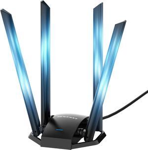 AC1300 Mbps USB WiFi Adapter for Desktop PC 2.4G/5G Wireless Network Adapter with 4 Dual Band Antennas, USB 3.0 WiFi Dongle for Desktop PC Supports Windows XP/7/8/8.1/10/11NF-U329