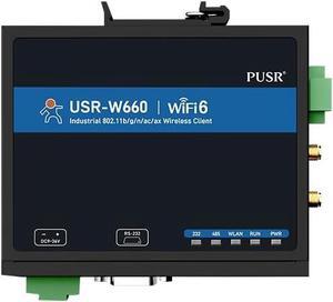 Dual Band Serial to WiFi6 Converter with MQTT SSL Quacomm WiFi Roaming Gigabit Port RS232 RS485 to WiFi6/Ethernet USR-W660