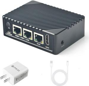 youyeetoo NanoPi R5S Mini Router with Metal Case,4GB LPDDR4 32GB EMMC, RK3568 Development Board 0.8TOPS NPU Support Docker Three Ethernet Ports USB3.0 HDMI Support M.2 NVMe PD Power (Power Bundle)