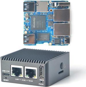 youyeetoo NanoPi R5C Mini Router with Metal Case, RK3568 Development Board, 4GB LPDDR4X 32GB eMMC, 0.8TOPS NPU, Support OpenWrt Docker, Two Ethernet Ports, M.2, HDMI 2.0 (Without M.2 Wi-Fi Module)