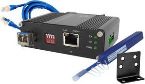 Single Mode 10GbE PoE++ Fiber Media Converter with SM LC SFP+ Module 1310nm, 20km (12.42mi) Range, 90W PoE, 802.3af/at/bt Compliant, DIN-Rail/Wall Mount, Wide Temp, Industrial-Grade 10Gb Ethernet