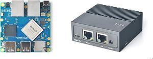 Nanopi R4SE Mini Portable Computer WiFi Router OpenWRT with Dual Ethernet Ports LPDDR4 4GB RAM +32GB eMMC Based in RK3399 Soc for IOT NAS Smart Home Gateway Support Linux Ubuntu (No MAC Chip)