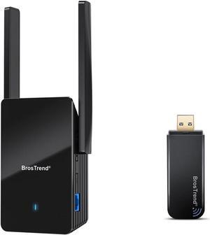 BrosTrend AX3000 WiFi 6 Range Extender Booster with Gigabit Port, WiFi Booster Repeater, Dual Band Repetidor WiFi 6 + 1200Mbps USB WiFi Network Adapter for Laptop, Desktop PC of Windows 11/10/8/7