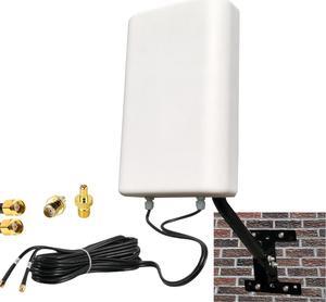 4G LTE 2x2 MIMO Panel Antenna Outdoor mimo 5G External Antenna T-Mobile, Directional Cellular 4g Modem Antenna ts9 SMA for 4G 5G Hotspot with 10meters Cable/J-mounting Pole