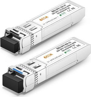a Pair of 10G SFP+ Bidi Transceiver, 10GBase-BIDI 1270nm/1330nm SMF, up to 40km, Compatible with Cisco, Ubiquiti, Mikrotik, D-Link, Supermicro, Netgear and Other Open Switches