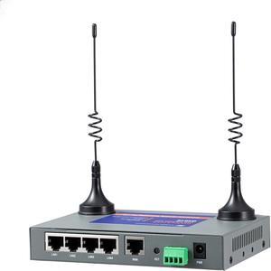 QX510-NW2 Industrial 4G LTE WiFi Router with 5 Ethernet Ports, Support T-Mobile EIOTCLUB SIM Card, Not for Verizon/ATT, Cellular VPN RS232 Modems for Cameras Manufacturing Retail POS Charging Station