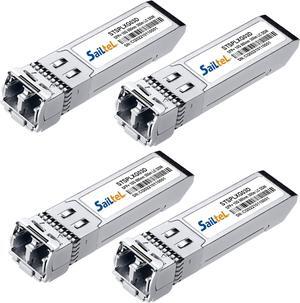 10GBase-SR SFP+ Transceiver, Gigabit Multimode SFP LC Duplex Transceiver,10G 850nm MMF, up to 300 Meters,Compatible with Cisco, Ubiquiti , Mikrotik,Netgear, Fortinet,D-Link,Linksys and More (4 Pack)
