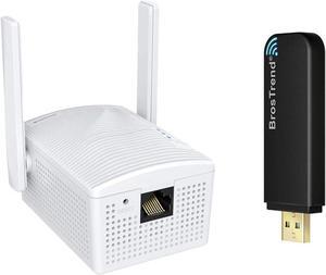 BrosTrend AC1200 WiFi to Ethernet Adapter Wireless Bridge for Printer and 1200Mbps Linux USB WiFi Adapter Dual Band