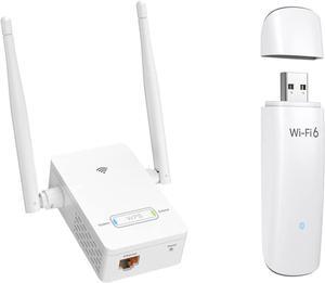 BrosTrend WiFi to Ethernet Adapter 300Mbps on 2.4GHz, WiFi to Wired Converter Wireless Bridge with RJ45 Port for Printer and AX1800 WiFi 6 Linux Compatible WiFi Adapter for PC and Raspberry Pi 2+