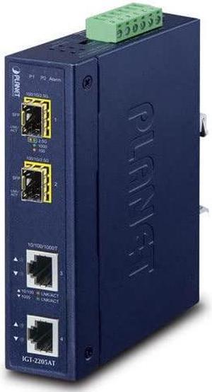 IGT-2205AT Industrial 2-Port 10/100/1000T to 2-Port 100/1000/2500X SFP Media Converter