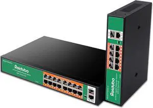 10+18-Port Ethernet Gigabit PoE Switch,16-Port PoE Network Switch with 2 Uplink Gigabit Ports,250W,Unmanaged, Plug&Play, Compatible with AP WiFi ,PoE Surveillance Cameras