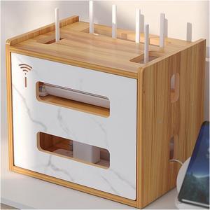 Wooden Wireless WiFi Router Storage Box Router Shelf Modem Cable Router Cover Organized Power Strip Cable Management Hider Rack Need Assembly
