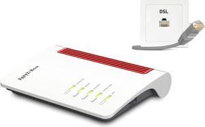 AVM FRITZ!Box 7510 (Wi-Fi 6 DSL Router (WLAN AX), up to 600 Mbps (2.4 GHz), VDSL Supervectoring 35b up to 300 Mbps, WLAN Mesh, DECT Base, Media Server, Suitable for Germany)