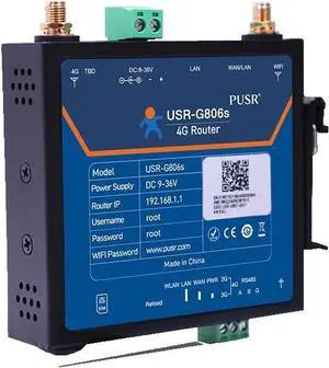 USR-G806s-EAU 4G Industrial LTE Cellular VPN Router Open VPN Server with RS485 Serial Port WAN/LAN Ethernet Ports Standard 2FF SIM Card Slot