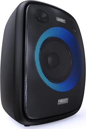 DOSS PartyBoom Bluetooth Speaker with Extra Large Subwoofer, 100W Peak Power Stereo Sound, Rich Bass, Mixed Colors Lights, PartySync, Mic and Guitar Inputs, Wireless Speaker for Home, Outdoor, Party