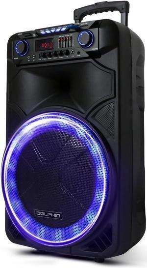 Dolphin SP-1500RBT High Power 15" Woofer w/Loud & DEEP BASS | Portable Party Bluetooth Speaker with Sound Activated Lights