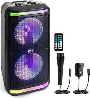 Pyle Sound Around Bluetooth Speaker & Microphone System - Portable Stereo Karaoke Speaker with Wired Mic, MP3/USB/Micro SD Readers, FM Radio (6.5 Subwoofers, 500 Watt MAX), Black, One Size, PPHP266B