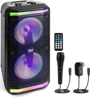 Pyle Portable Bluetooth PA Speaker System-600W Rechargeable Indoor/Outdoor Bluetooth Speaker Portable PA System w/Recorder, Microphone in, Party Lights, AUX, Radio, Remote - Pyle PPHP288B