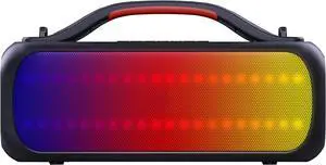 Supersonic IQ Sound IQ-3535RGB 2.0CH Portable Bluetooth Speaker with RGB Panel, IPX5 Water Resistance, TWS, Voice Control, FM Radio, USB Input, line-in Function, and Rechargeable Battery