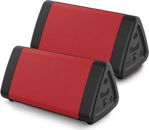 OontZ Angle 3 Bluetooth Speaker, 2 Pack Portable Wireless Bluetooth Speaker, 10 Watts, Crystal Clear Stereo Sound, IPX5 Water Resistant Loud Bluetooth Speakers (Red-Dual)