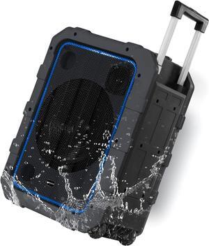 Gemini Sound MPA-2400 Waterproof Bluetooth Speaker, 240W, 10 Woofer, DSP Presets, LED Light Show, Mic/Guitar Inputs, Trolley Wheels, Built-in Battery  Perfect for Outdoor Events (Gray)