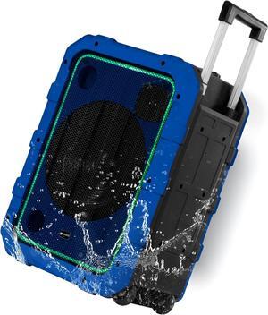 Gemini Sound MPA-2400 Waterproof Bluetooth Speaker, 240W, 10\u201d Woofer, DSP Presets, LED Light Show, Mic/Guitar Inputs, Trolley Wheels, Built-in Battery \u2013 Perfect for Outdoor Events (Blue)