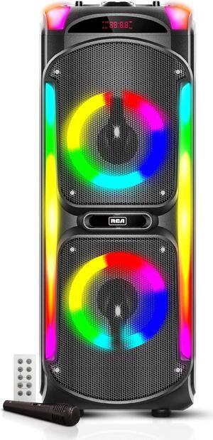 RCA Disco 88 Flame Effect Bluetooth Speaker with Mic, Dual 8" Woofers, LED Lights, Mic Included