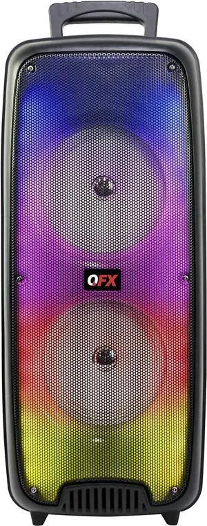 QFX LMS-66 TWS Bluetooth Rechargeable Portable Liquid Motion Speaker with Dual 6.5" Speakers, EDR Communication, and Liquid Motion Party Lights