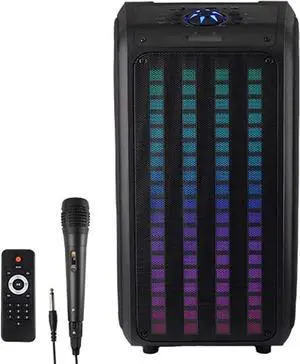 IQ Sound IQ-8265BT 2 x 6.5-Inch Portable Bluetooth Backpack Speaker with LED Light Panel, TWS, FM Radio, Mic Input, USB/Micro SD/AUX Input, Remote Control, Rechargeable Battery - Perfect for any event