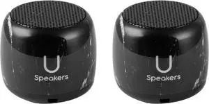 U Speakers Micro Bluetooth Computer Speaker 2-Pack Bundle with Matching Speaker, Built-in Mic & Selfie Remote Control, for Workspace, Desktop, Laptop, Mobile, Tablet, PC - Black Marble