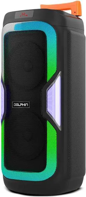 Dolphin Dual 10" Bluetooth Portable Speaker w/LED Light Show, Deep Bass, Rechargeable, Wireless