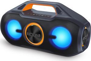 ION AquaSport Max Waterproof 60W Portable Bluetooth Party Speaker with Lights, Battery, Built-in Microphone, Radio and AUX Input