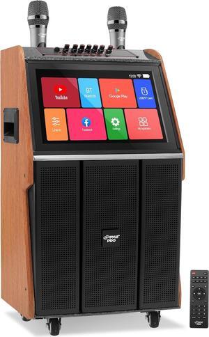 Pyle Portable Wireless BT Streaming Loudspeaker Karaoke Machine with Touch Screen and Wireless Microphone, Wheels and Handle Bar, Supports USB/SD/MMC/PC/TV / MP3 / Mobile Phone, etc.