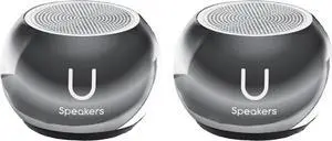 U Speakers Mini Bluetooth Computer Speaker 2-Pack Bundle with Matching Speaker, Built-in Mic & Selfie Remote Control, for Workspace, Desktop, Laptop, Mobile, Tablet, PC - Mirror Hematite