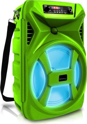Technical Pro 500 Watts Portable 8 Inch Bluetooth Speaker with Woofer & Tweeter - Festival PA LED Speaker with Bluetooth/USB Card Inputs, & True Wireless Stereo (Green)