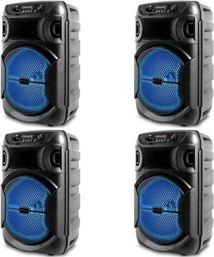 Technical Pro (Qty 4 8 Inch Portable,1000 watts Bluetooth Speaker with Woofer & Tweeter, Festival PA LED Speaker with Bluetooth/USB Card Inputs, True Wireless Stereo, 30 Feet Bluetooth Range