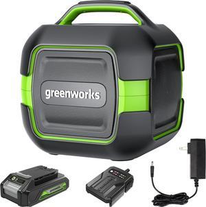 Greenworks 24V Bluetooth Speaker Kit, AC/DC Wireless Worksite Speaker, 2Ah Battery and Charger Included
