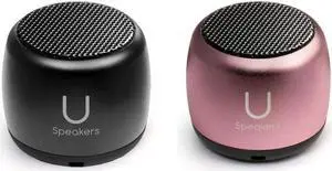 U Speakers Micro Portable Wireless Bluetooth Speaker with Mic & Selfie Remote Control Active Lifestyle Travel Home Office Bundle with Coordinating Micro Speaker, Pair Together