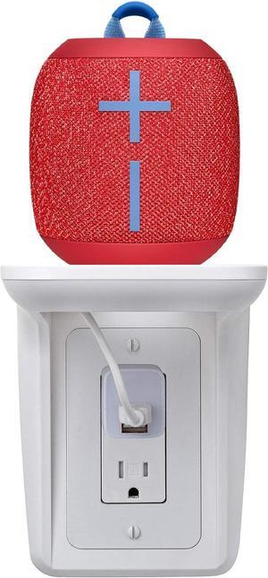 Ultimate Ears WONDERBOOM 2 Portable Waterproof Bluetooth Speaker (Radical Red) Bundle with Wall Shelf and Wall Plug (3 Items)