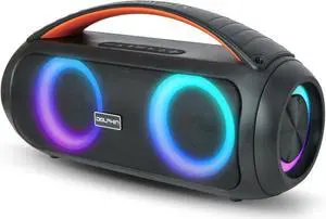 Dolphin LX-220 Boombox Bluetooth Speaker | Loud & Crisp Sound - IPX5 Waterproof with Long-Lasting Battery & Party Ring Lights for Gym, Outdoors, Shower, Beach, Pool, Portable, Rechargeable