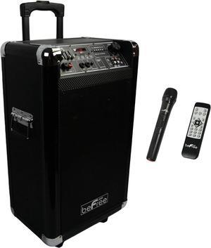 beFree Sound Sleek 10 Inch Professional Portable Bluetooth PA Speaker with Remote Control, Microphone, FM Radio, SD and USB Inputs