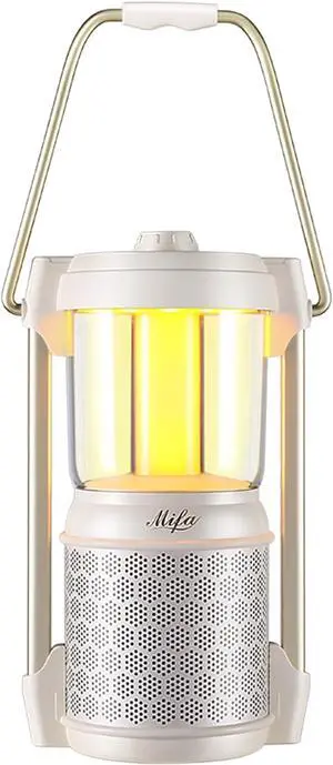 MIFA Lyra Retro Portable Waterproof Bluetooth Speaker with Micro SD Card Slot, 3 Modes Led Night Lights for Bedroom/Home Decor and Outdoor, Cool Electronic Gadgets Gifts for Men & Women, White