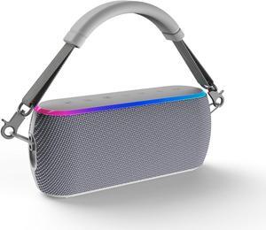 AT&T Essentials Portable Wireless 40W Bluetooth Speaker, 15 Hours of Playtime, with Strap, 360 Stereo, Wireless Pairing, IPX6 Water Resistant (Gray)