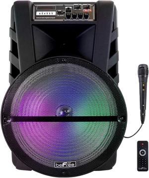 beFree Sound 15 Inch Bluetooth Portable Rechargeable Party Speaker with LED Lights,Black,BFS-15 Portable Speaker