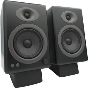 Audioengine A5 Black 150W Bluetooth Record Player Speakers and DS2 Stands with Remote