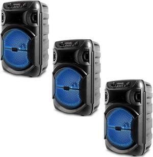 Technical Pro (Qty 3 8 Inch Portable 1000 watts Bluetooth Speaker with Woofer & Tweeter,LED Speaker with Bluetooth/USB Card Inputs, True Wireless Stereo, 30 Feet Bluetooth Range